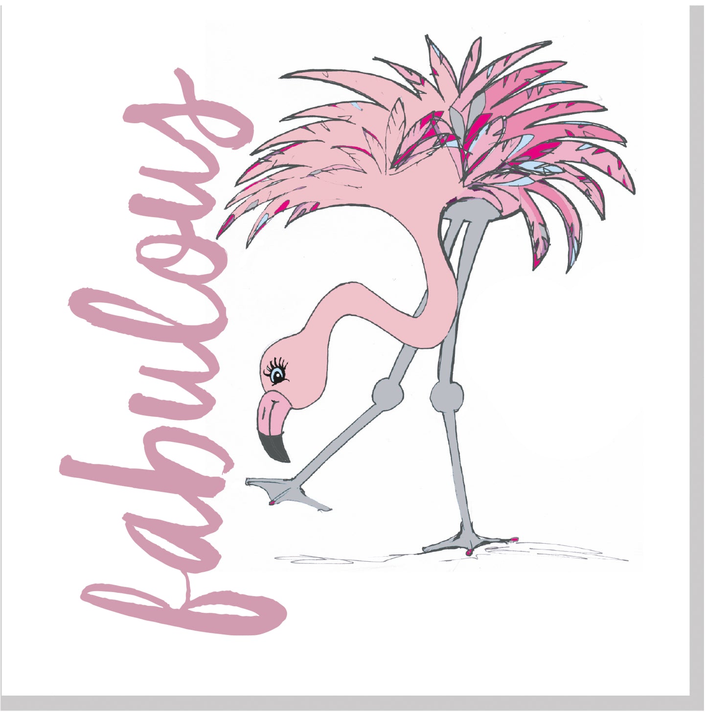 Fabulous Flamingo square card