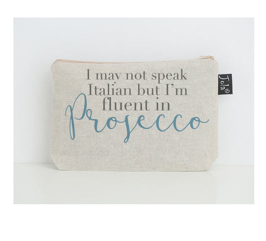 Fluent in Prosecco small make up bag