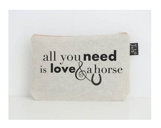 All you need is love and a horse small make up bag