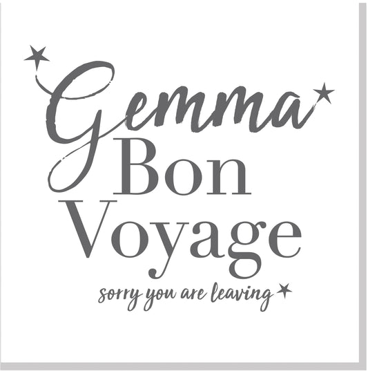 Personalised Bon Voyage square card