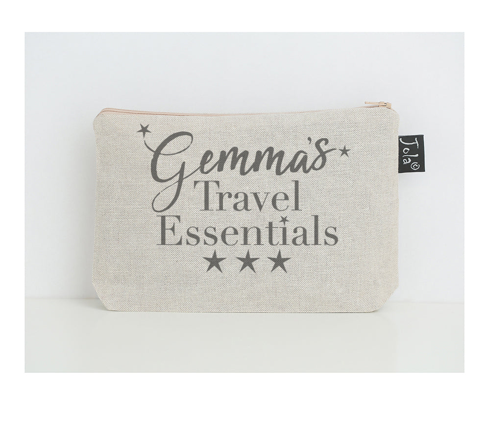 Personalised Travel essentials small make up bag