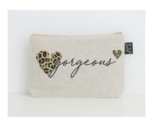 Gorgeous Leopard Heart small make up bag