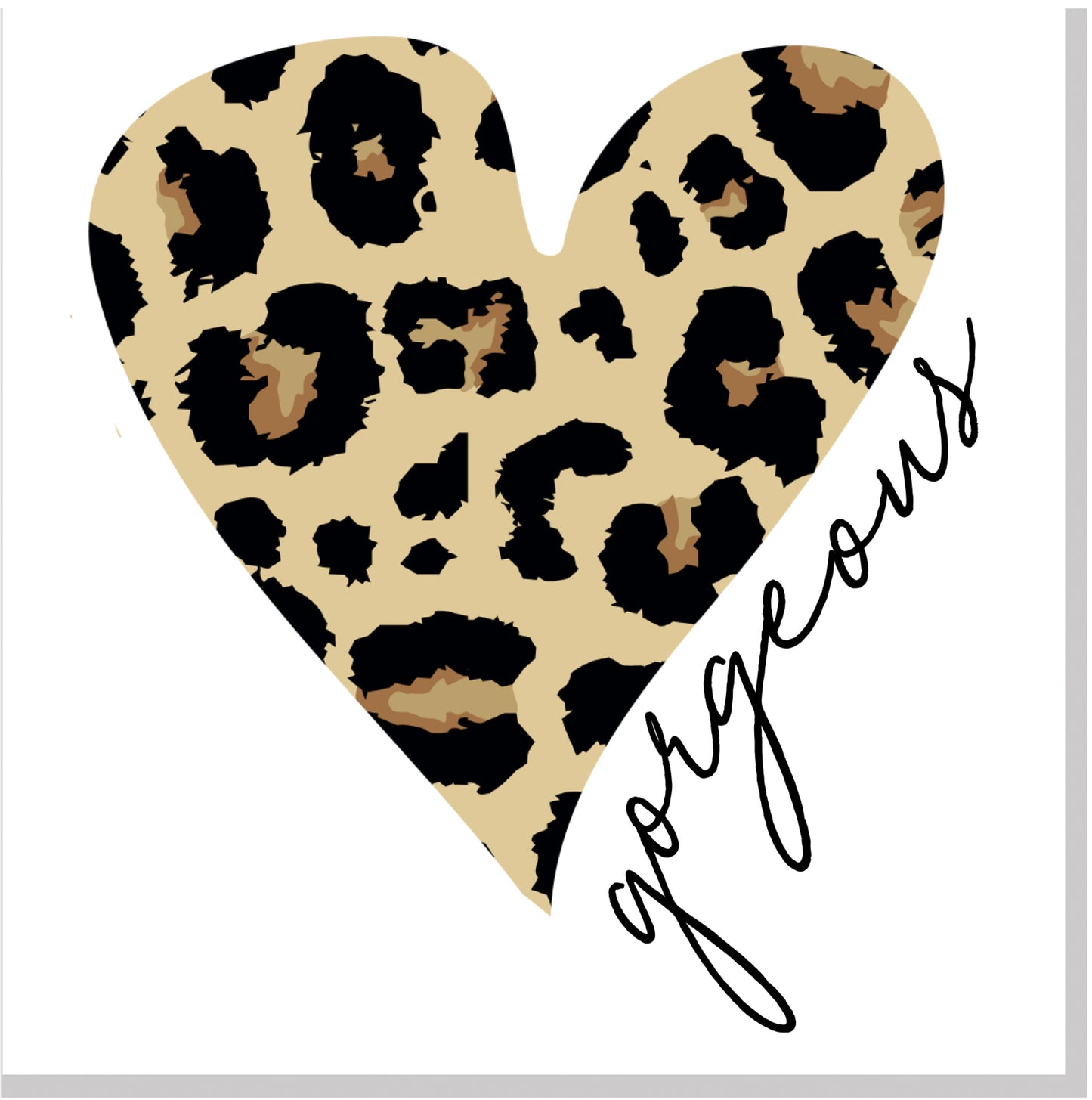 Gorgeous Leopard Heart Natural  square card
