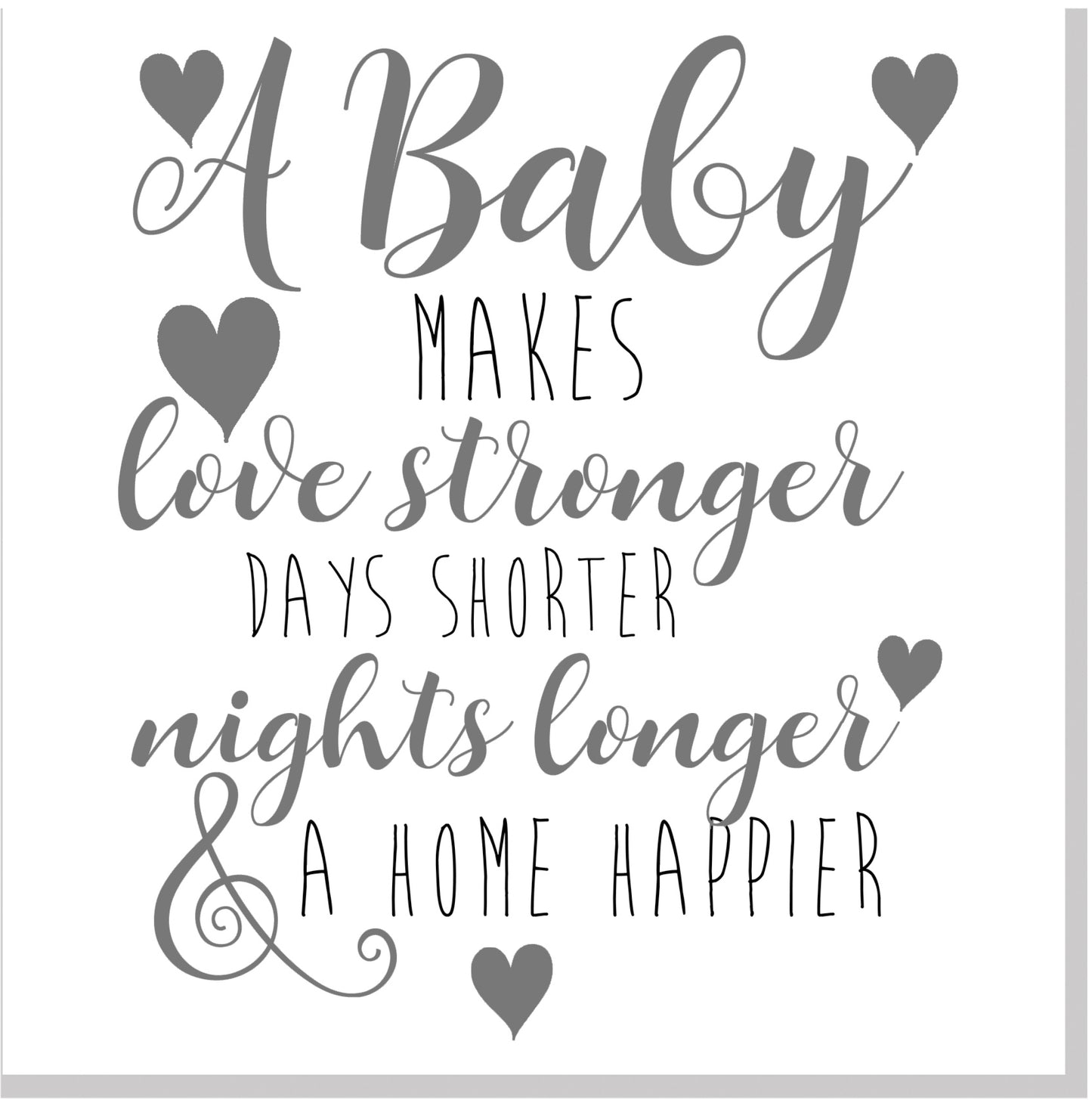 Baby happier home heart square card