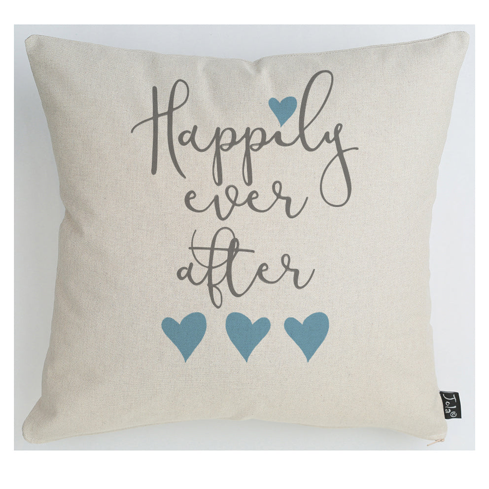 Wedding Happily ever after blue heart Cushion