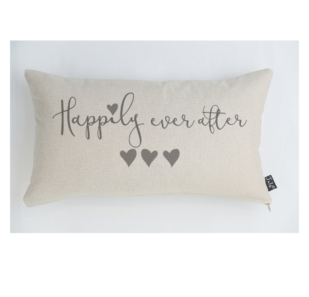 Wedding Happily ever after grey heart Cushion