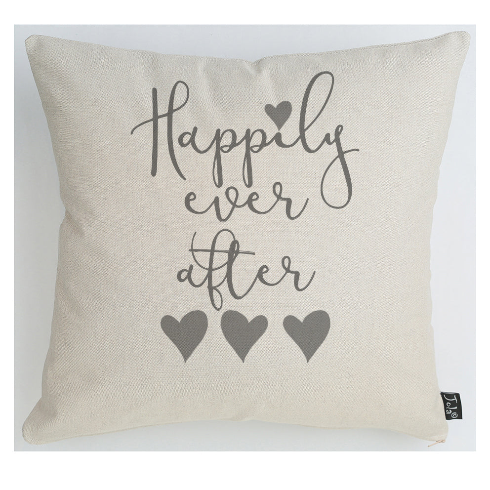 Wedding Happily ever after grey heart Cushion
