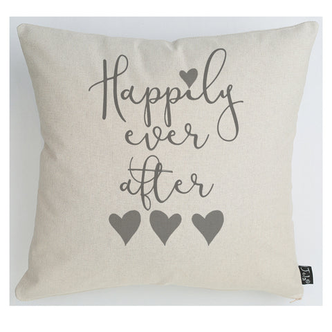 Wedding Happily ever after grey heart Cushion