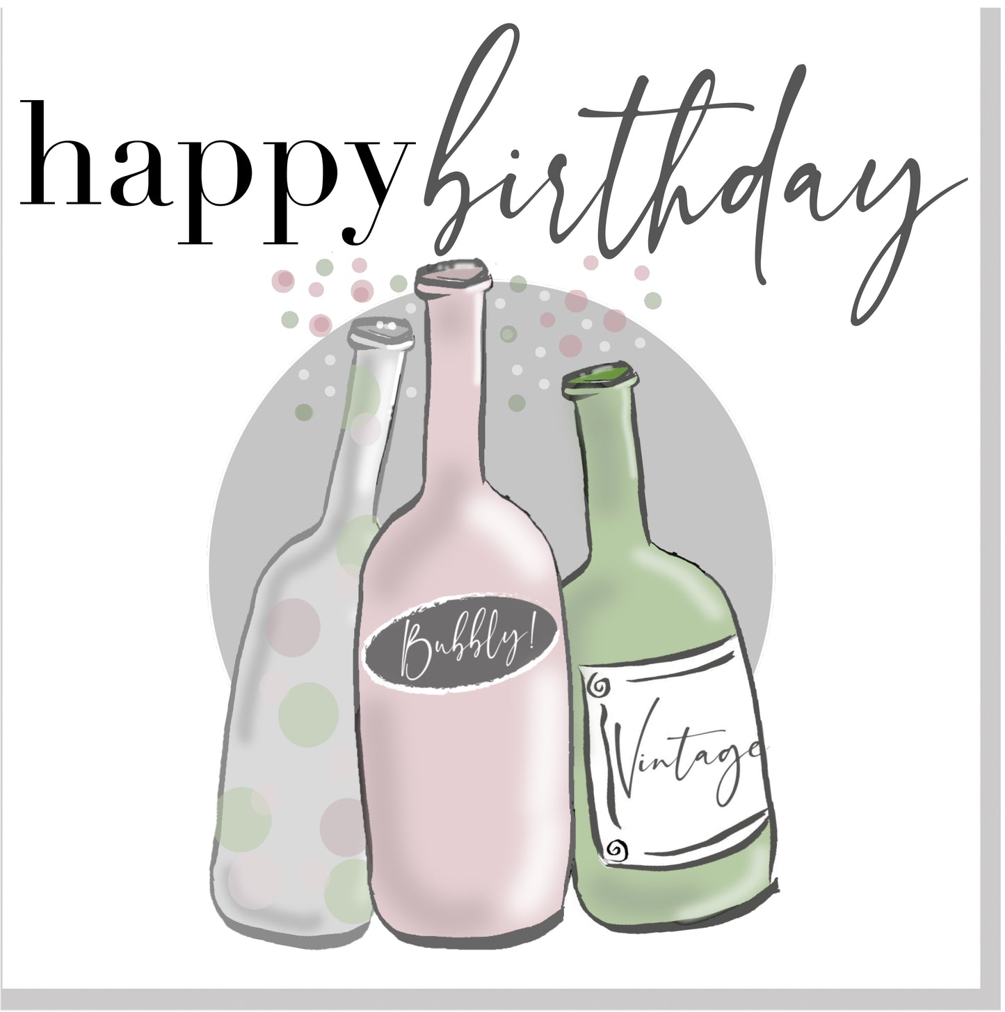 Happy Birthday Bubbly Bottles square card