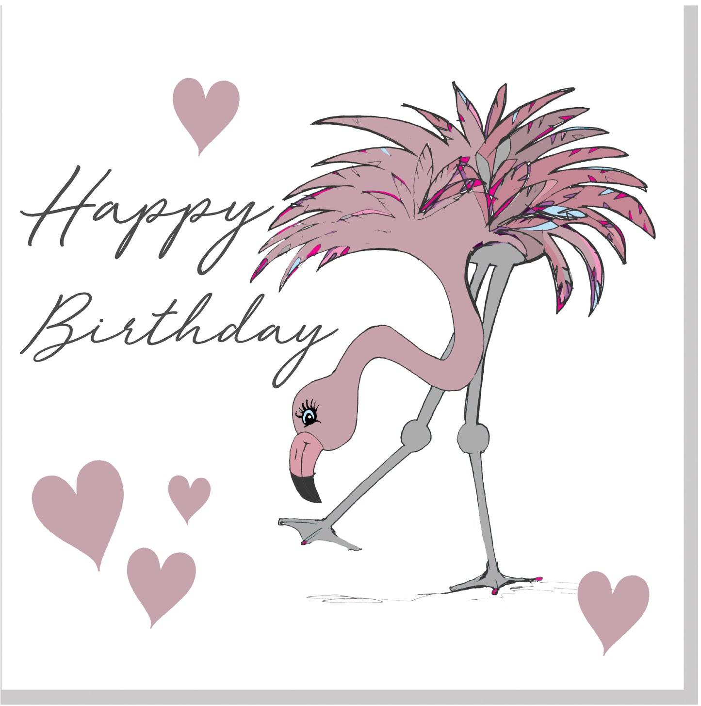Flamingo Happy Birthday square card