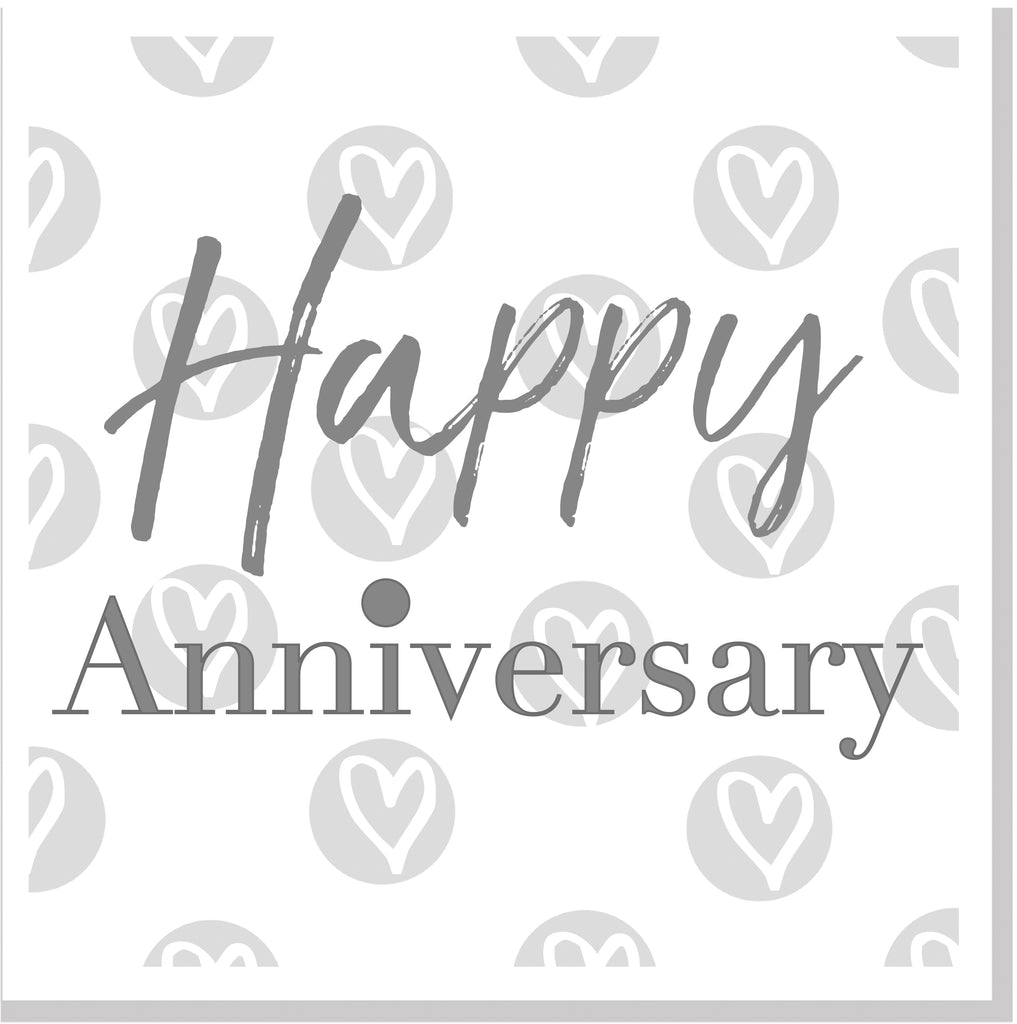 Happy Anniversary grey hearts  square card