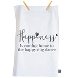 Happy Dog Dance Tea towel