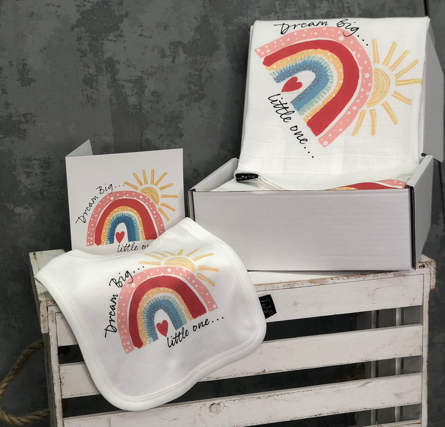 Personalised Rainbow Bright Baby Gift Set