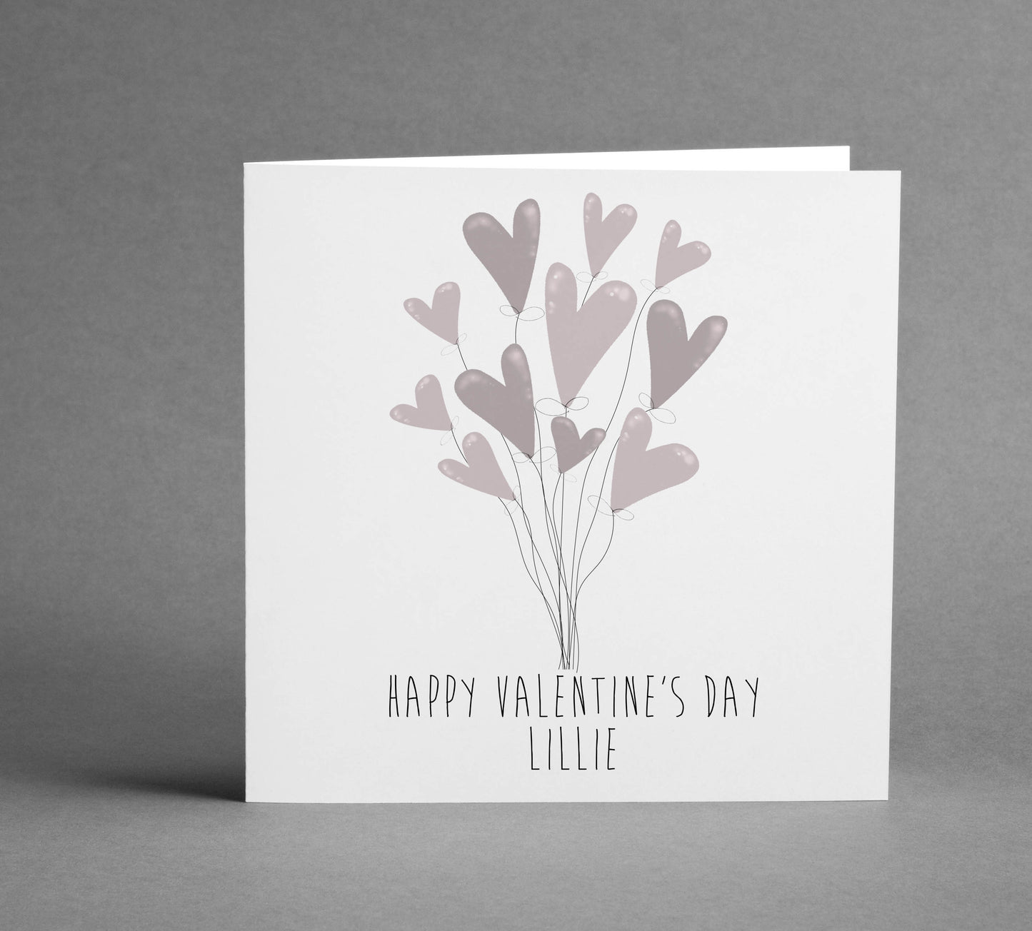 Personalised Valentine Balloon Hearts square card