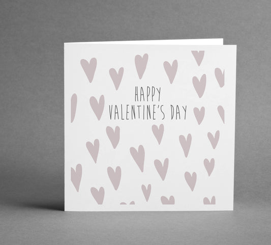 Happy Valentine's Day Blush Hearts square card