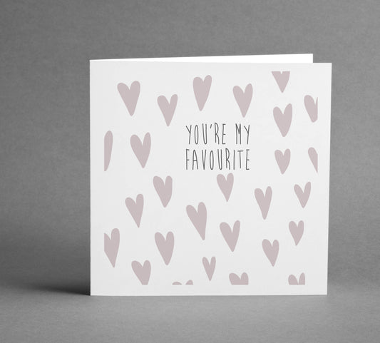 You're my favourite Blush Hearts square card
