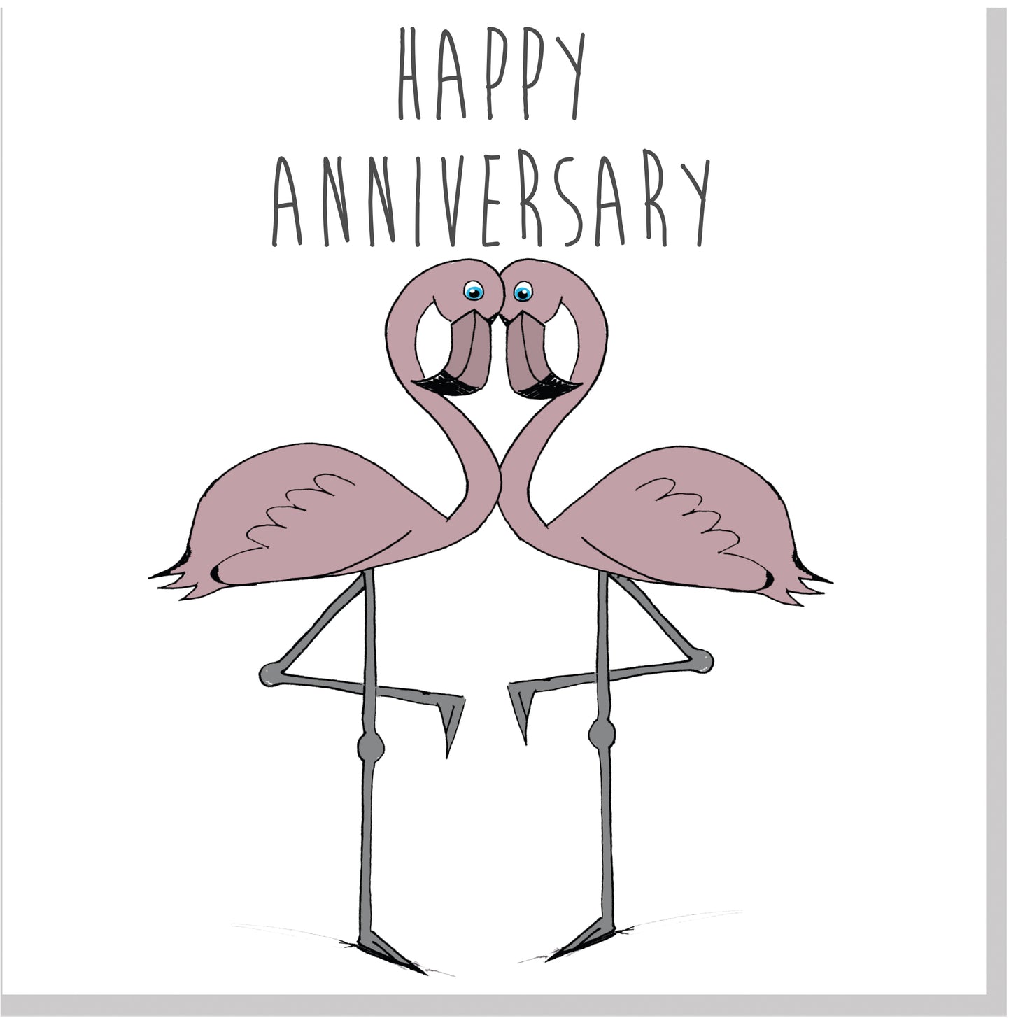 Happy Anniversary blush flamingo square card