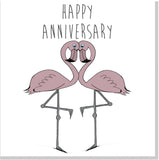 Happy Anniversary blush flamingo square card