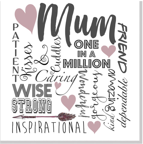 Mum's the word pink square card