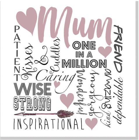 Mum's the word pink square card