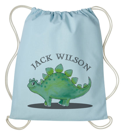 Personalised Dinosaur Drawstring kit bag