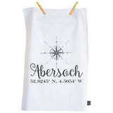 Personalised compass coordinates Tea Towel
