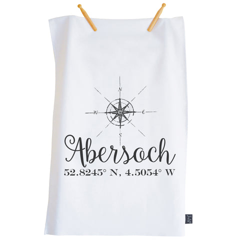 Personalised compass coordinates Tea Towel