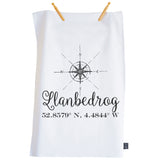 Personalised compass coordinates Tea Towel
