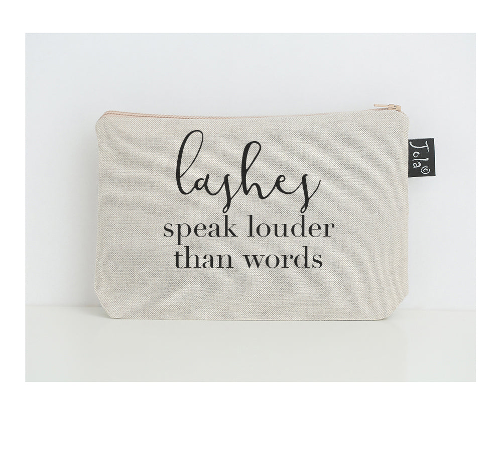 Lashes speak louder than words small make up bag