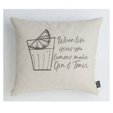 Gin and Tonic lemons cushion