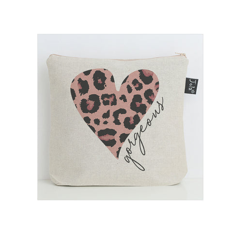 Gorgeous Leopard Heart washbag Pink