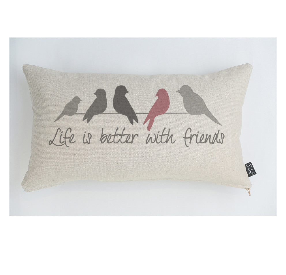 Life is better with friends cushion pink