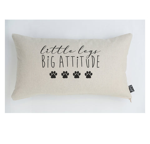 Little legs big attitude paw prints dog cushion