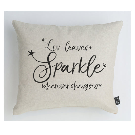 Personalised She leaves sparkle stars cushion
