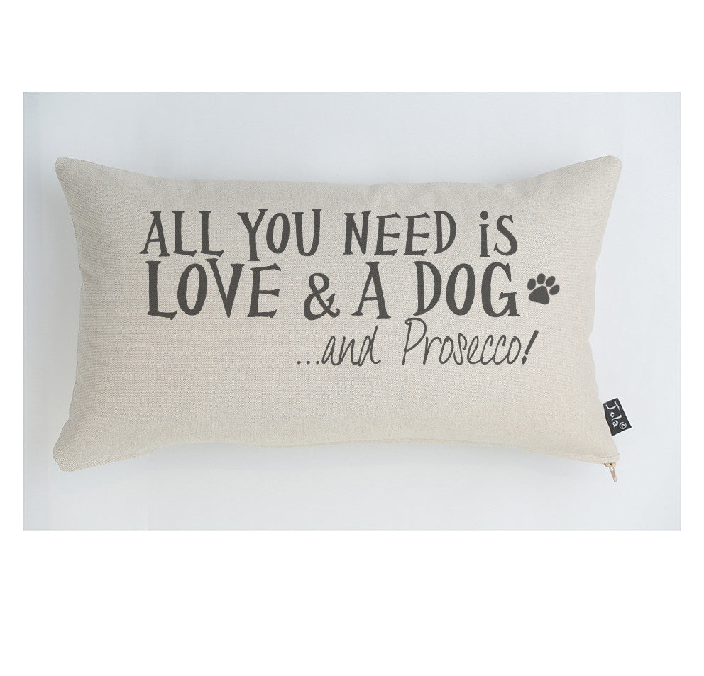 Love dog and prosecco cushion - Jola Designs