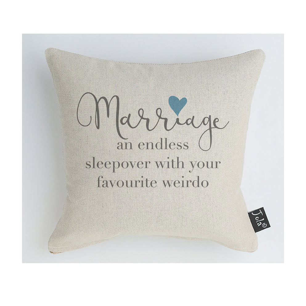 Marriage Sleepover blue heart cushion