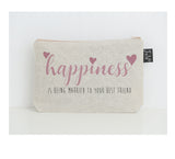 Happiness is being married to your best friend pink small make up bag