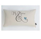 Me & you blue heart cushion