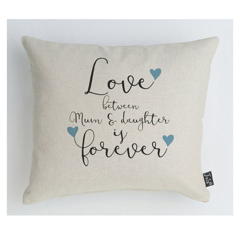 Mum & Daughter Forever blue hearts cushion