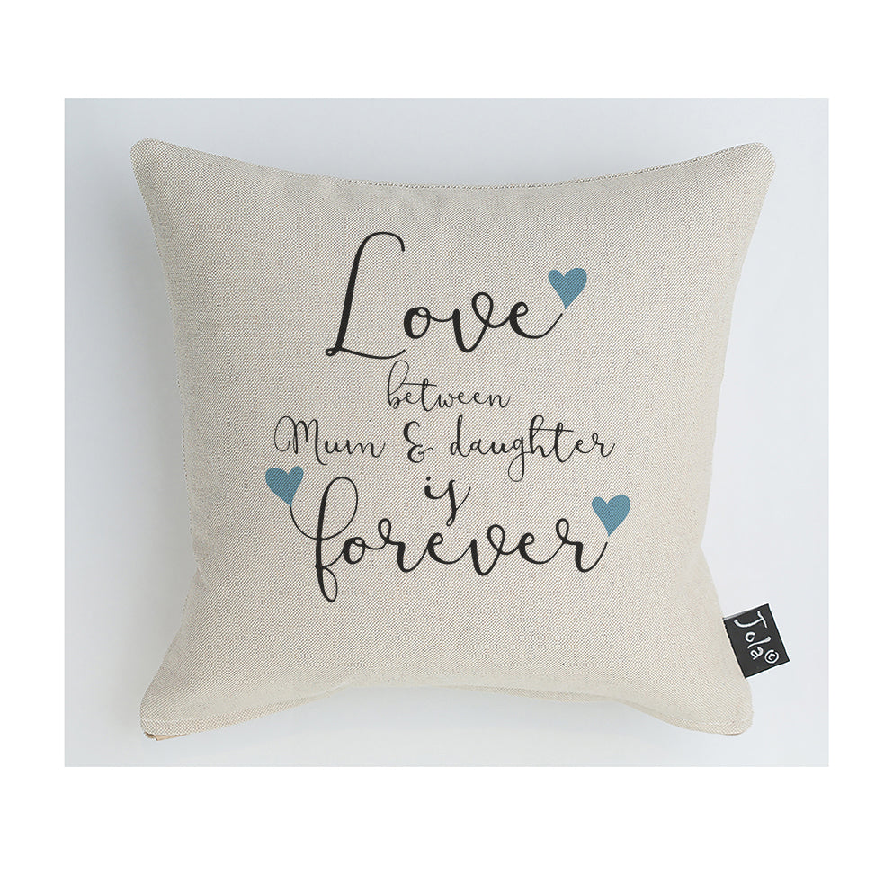 Mum & Daughter Forever blue hearts cushion