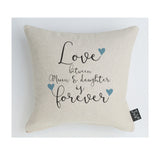 Mum & Daughter Forever blue hearts cushion