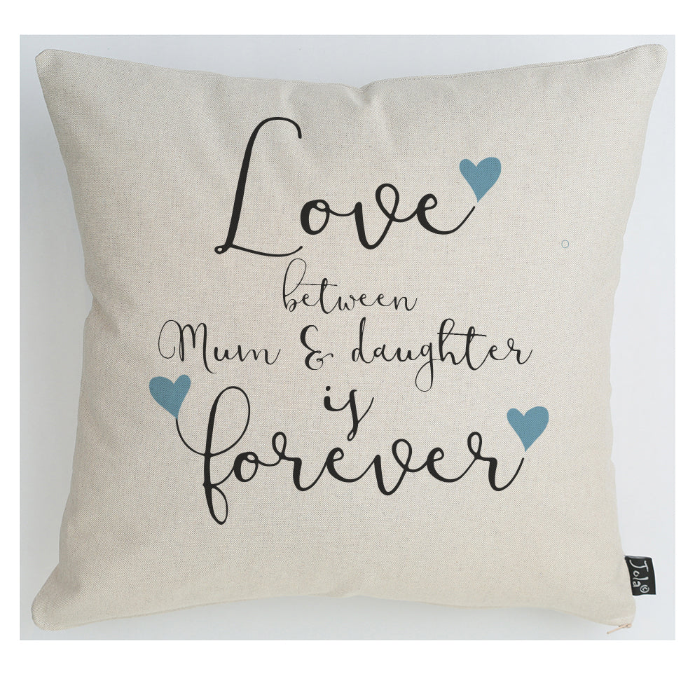 Mum & Daughter Forever blue hearts cushion