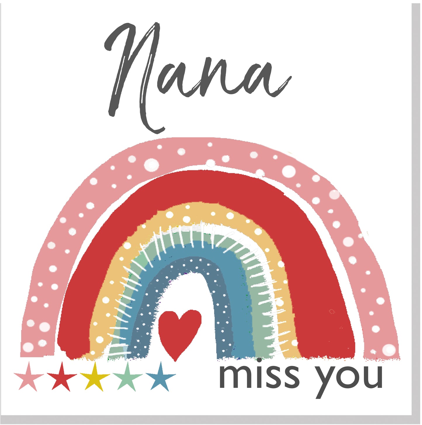 Personalised Miss you rainbow square card