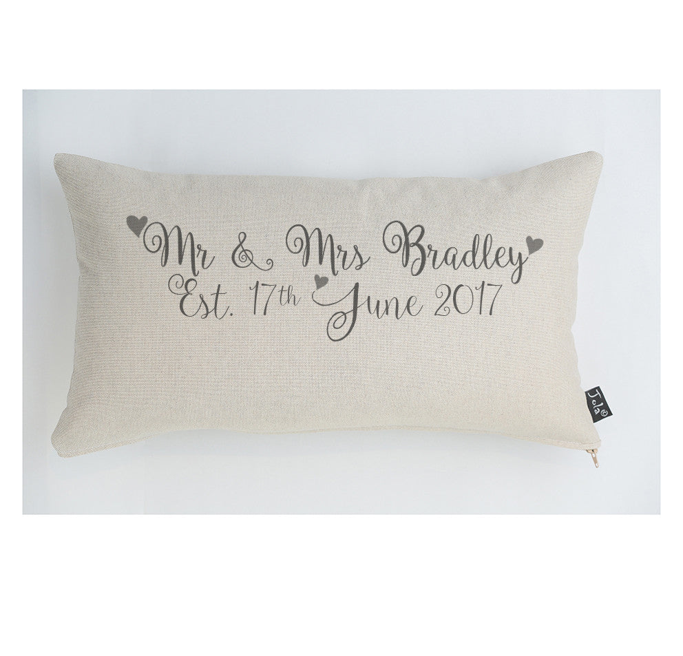 Personalised Foxwell Wedding cushion - Jola Designs
