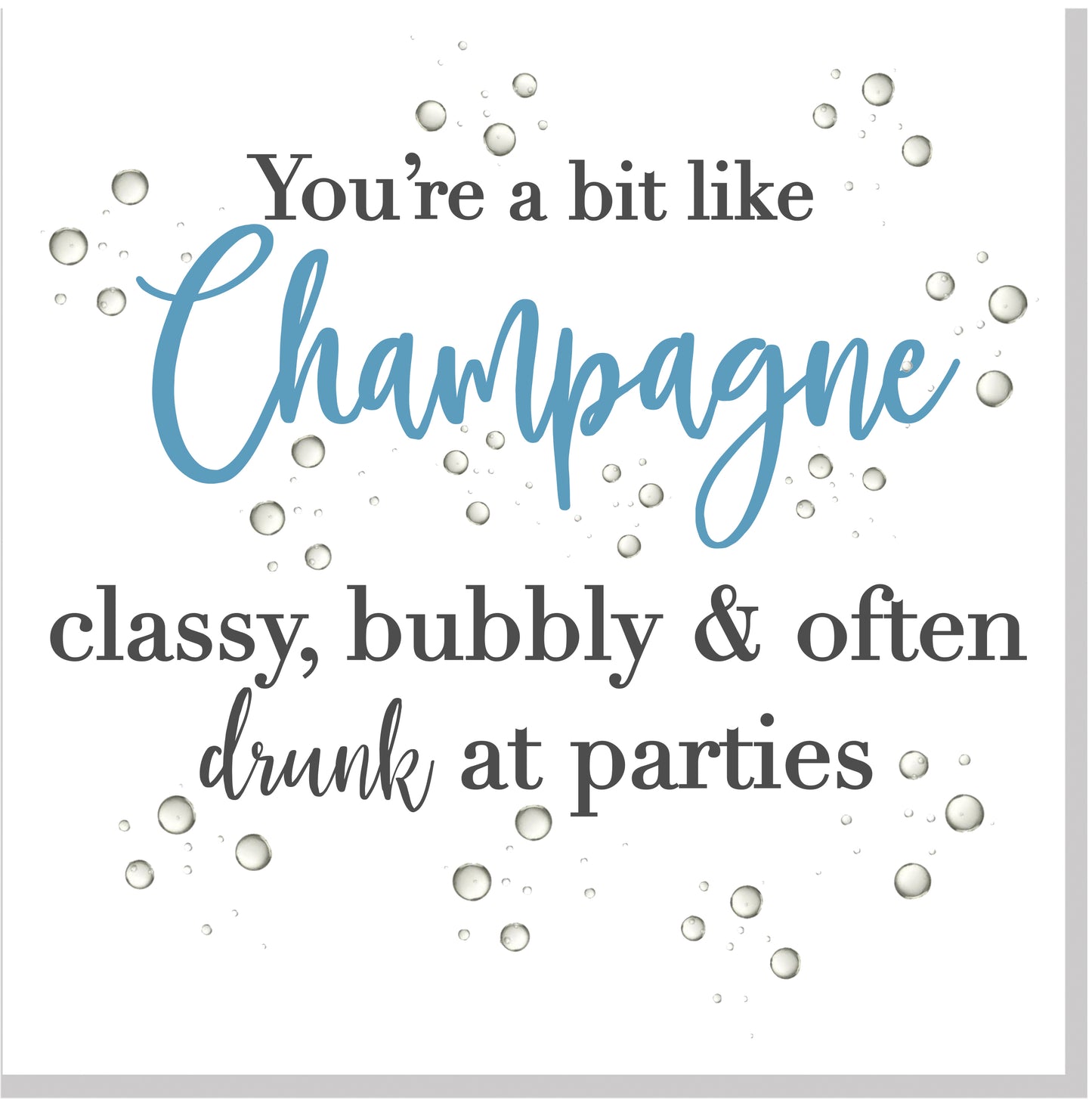 New Champagne Classy bubbly square card