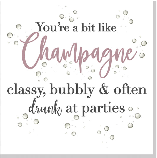 New Champagne Classy bubbly square card