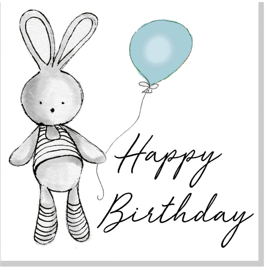 Happy Birthday Bunny Balloon square card