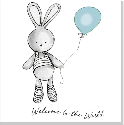 Welcome Bunny Balloon square card