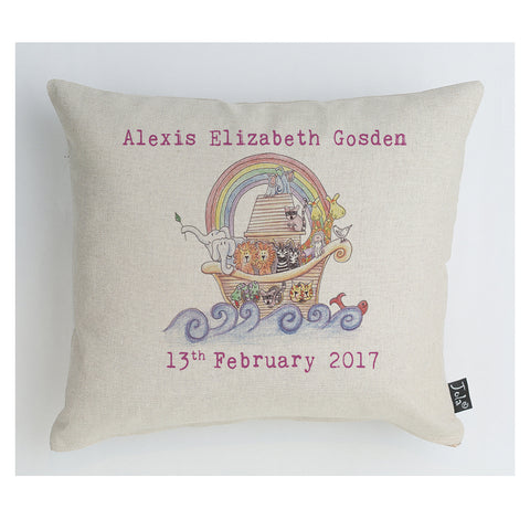 Personalised Noah's Ark Baby Cushion