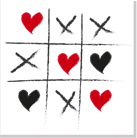 Hearts and crosses Love square card